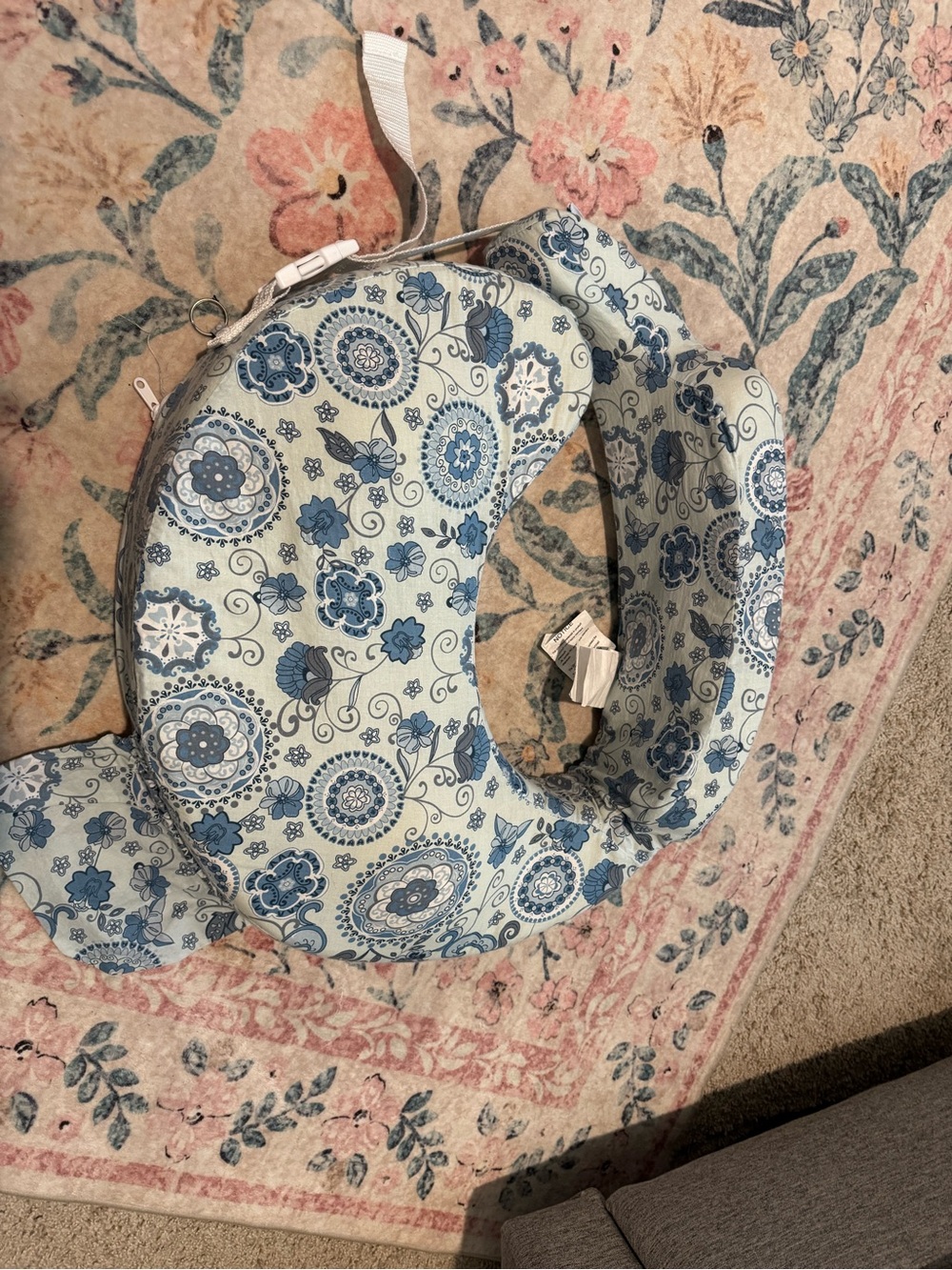 My Brest Friend Nursing Pillow with Blue Floral Cover
